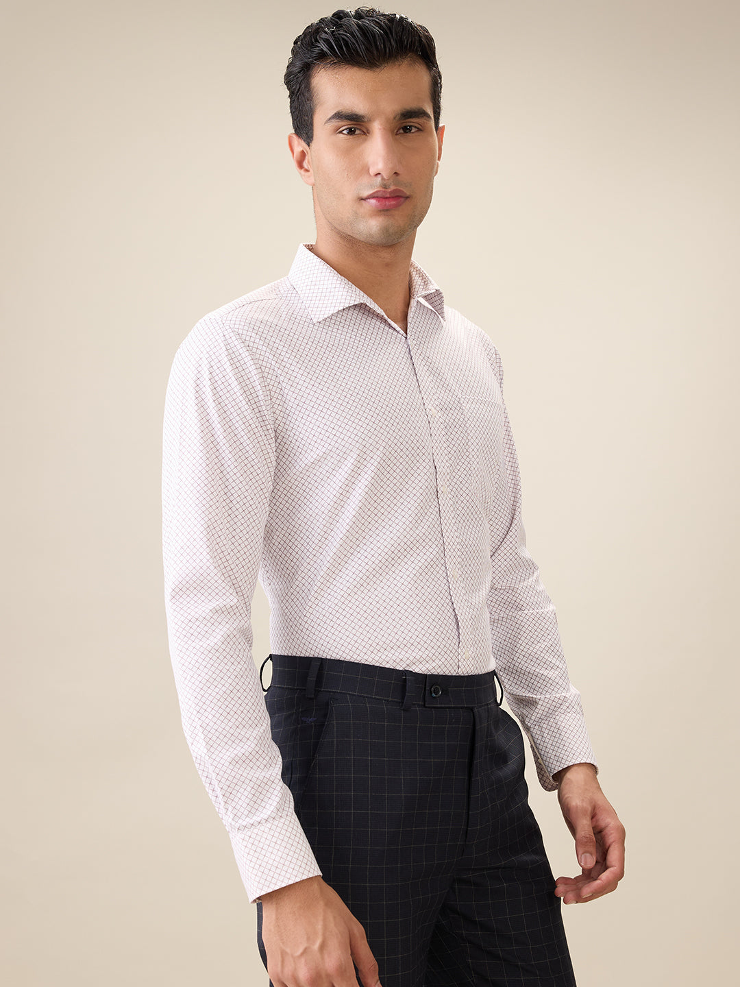 Park Avenue Men Maroon Printed Slim Fit Polyester Blend Full Sleeve Formal Shirt