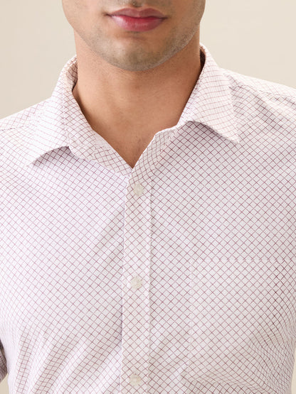 Park Avenue Men Maroon Printed Slim Fit Polyester Blend Full Sleeve Formal Shirt