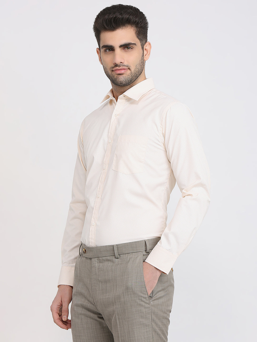 Park Avenue Men Brown Structure Slim Fit Polyester Blend Formal Shirt