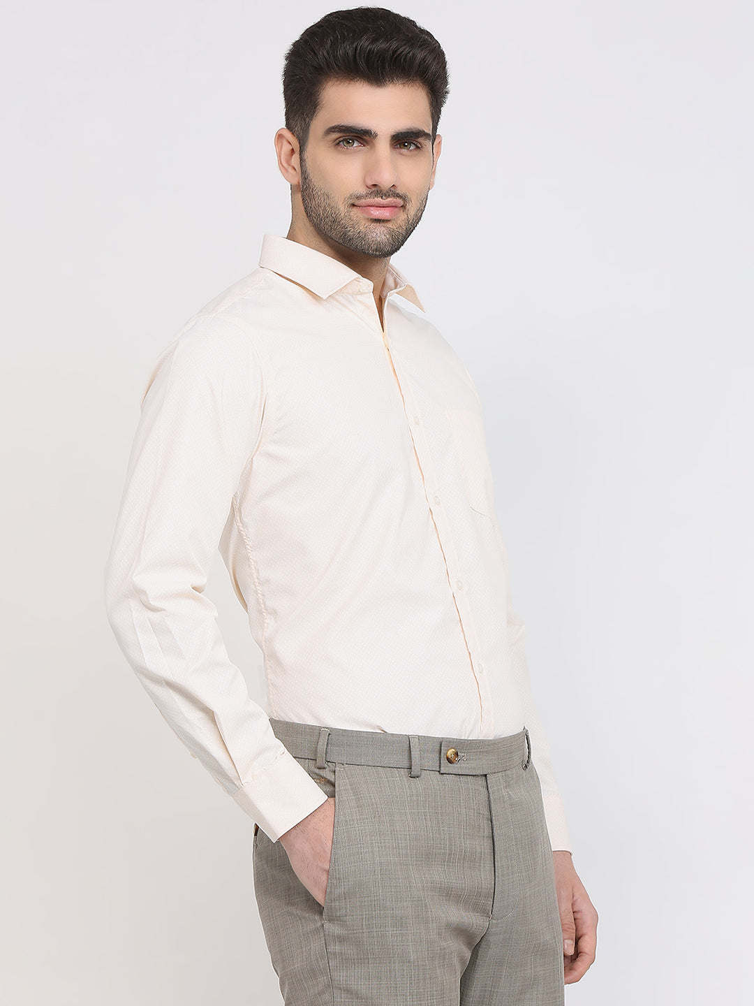Park Avenue Men Brown Structure Slim Fit Polyester Blend Formal Shirt