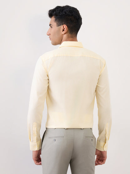 Park Avenue Men Yellow Structure Slim Fit Cotton Full Sleeve Formal Shirt