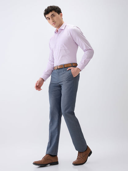 Park Avenue Men Purple Checks Slim Fit Cotton Formal Shirt
