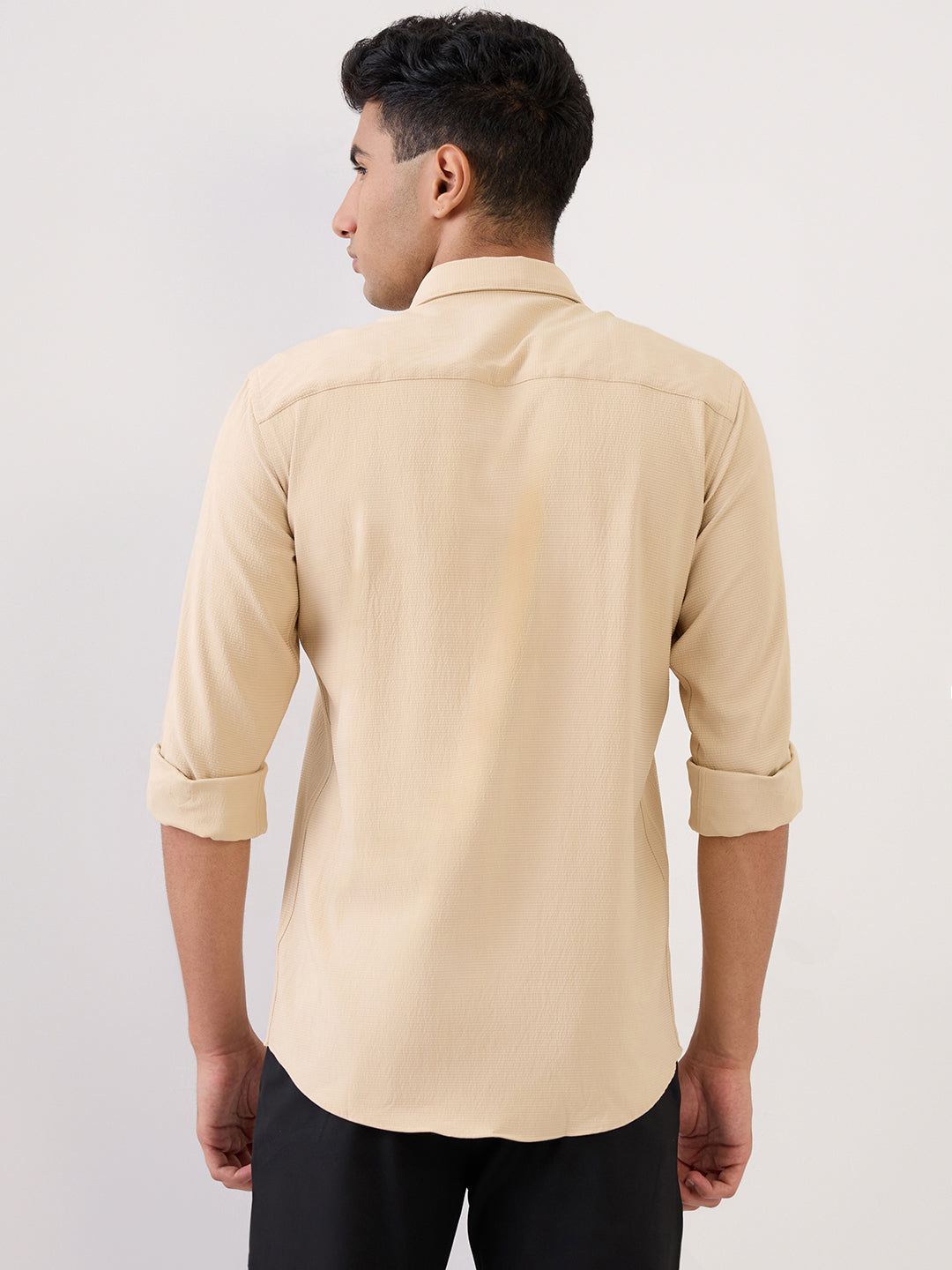 Park Avenue Men Brown Stripe Slim Fit Polyester Full Sleeve Formal Shirt