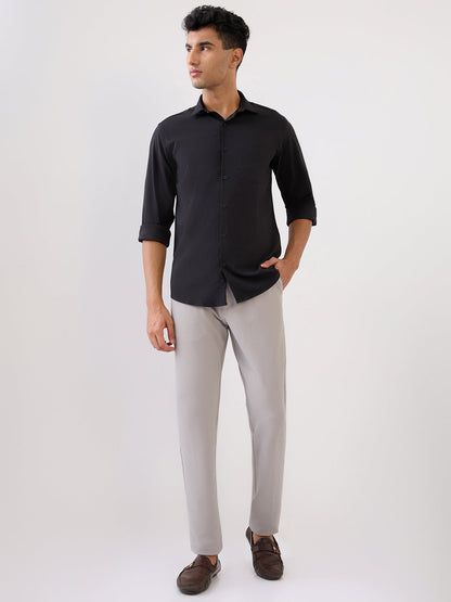 Park Avenue Men Black Stripe Slim Fit Polyester Full Sleeve Formal Shirt