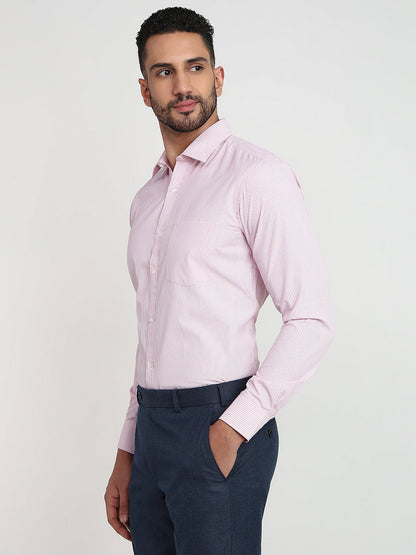 Park Avenue Men Red Checks Slim Fit Cotton Blend Formal Shirt