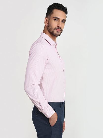 Park Avenue Men Red Checks Slim Fit Cotton Blend Formal Shirt