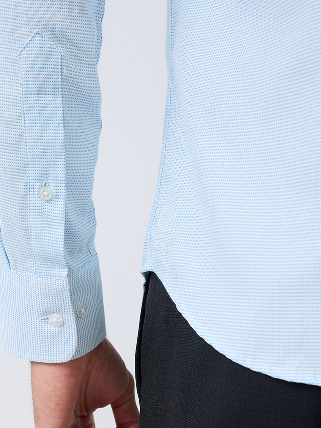 Park Avenue Men Blue Structure Slim Fit Polyester Blend Formal Shirt