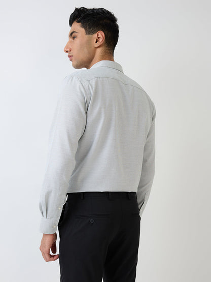 Park Avenue Men Green Structure Slim Fit Polyester Blend Formal Shirt