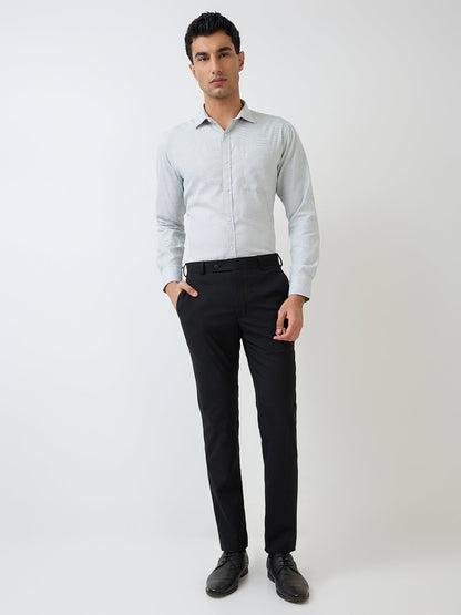 Park Avenue Men Green Structure Slim Fit Polyester Blend Formal Shirt