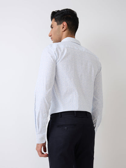 Park Avenue Men Blue Printed Slim Fit Cotton Blend Formal Shirt