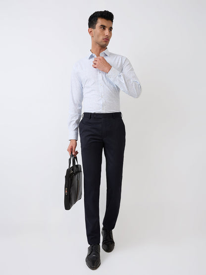 Park Avenue Men Blue Printed Slim Fit Cotton Blend Formal Shirt