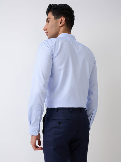 Park Avenue Men Blue Structure Slim Fit Polyester Blend Formal Shirt