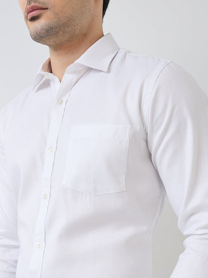 Park Avenue Men White Structure Slim Fit Polyester Blend Formal Shirt