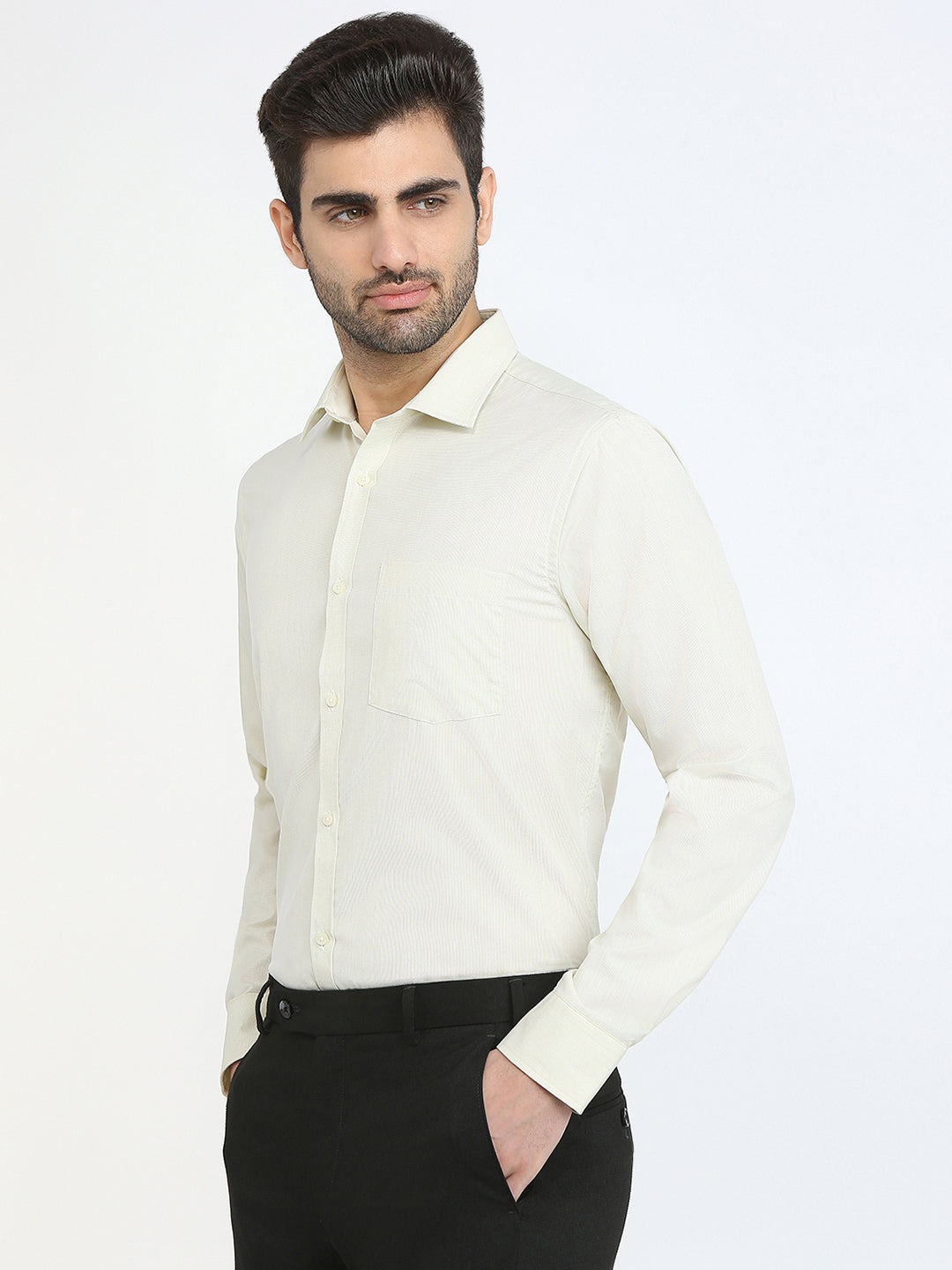 Park Avenue Men Brown Structure Slim Fit Polyester Blend Formal Shirt