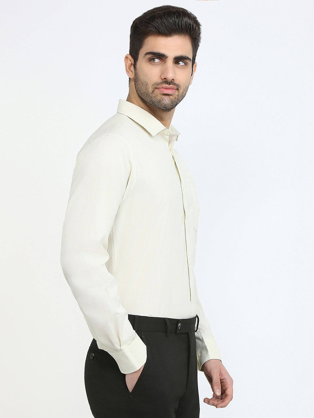 Park Avenue Men Brown Structure Slim Fit Polyester Blend Formal Shirt
