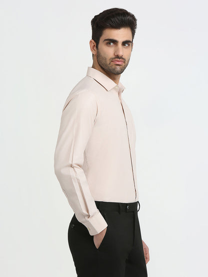 Park Avenue Men Brown Solid Slim Fit Cotton Blend Formal Shirt