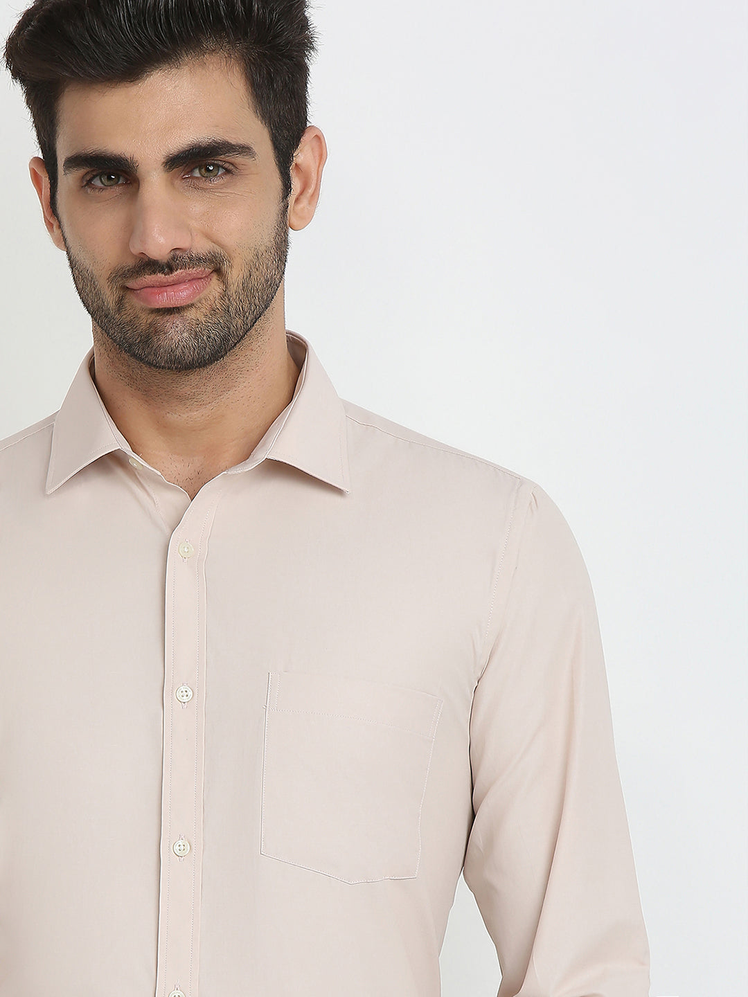 Park Avenue Men Brown Solid Slim Fit Cotton Blend Formal Shirt