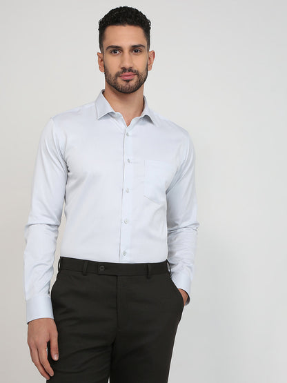 Park Avenue Men Grey Solid Slim Fit Cotton Full Sleeve Formal Shirt