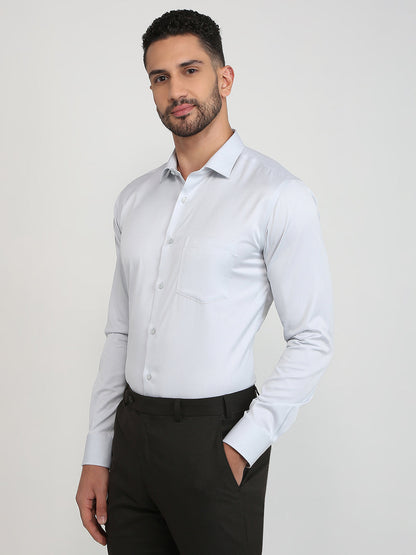 Park Avenue Men Grey Solid Slim Fit Cotton Full Sleeve Formal Shirt