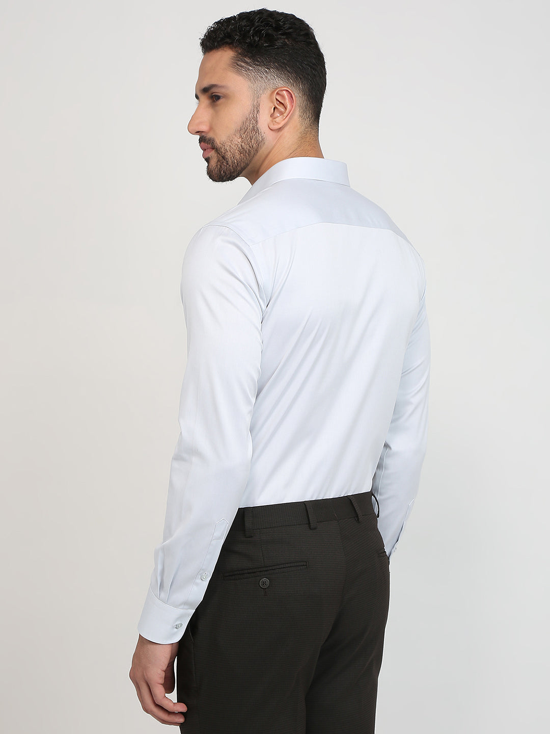 Park Avenue Men Grey Solid Slim Fit Cotton Full Sleeve Formal Shirt