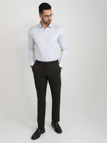 Park Avenue Men Grey Solid Slim Fit Cotton Full Sleeve Formal Shirt