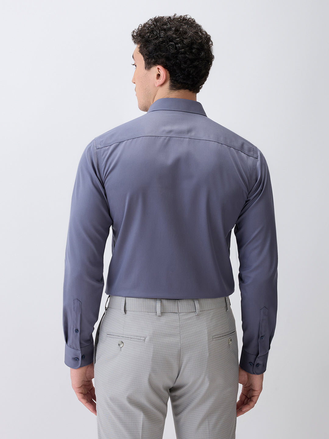 Park Avenue Men Grey Solid Slim Fit Cotton Full Sleeve Formal Shirt