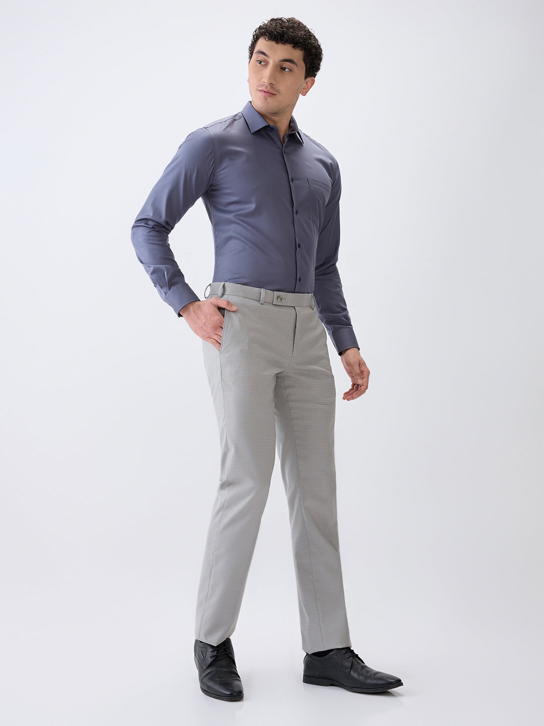 Park Avenue Men Grey Solid Slim Fit Cotton Full Sleeve Formal Shirt