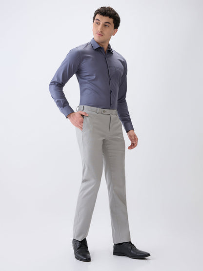 Park Avenue Men Grey Solid Slim Fit Cotton Full Sleeve Formal Shirt