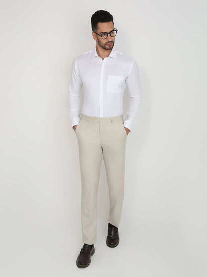 Park Avenue Men White Structure Slim Fit Cotton Full Sleeve Formal Shirt