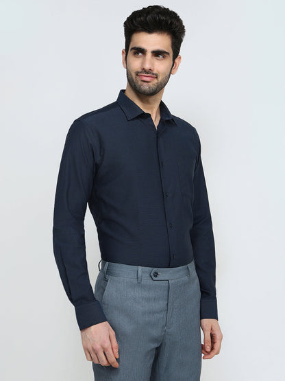 Park Avenue Men Blue Structure Slim Fit Cotton Full Sleeve Formal Shirt