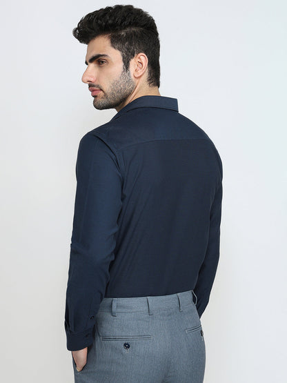 Park Avenue Men Blue Structure Slim Fit Cotton Full Sleeve Formal Shirt