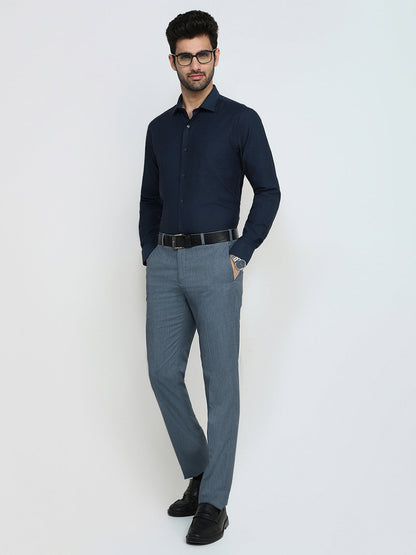 Park Avenue Men Blue Structure Slim Fit Cotton Full Sleeve Formal Shirt