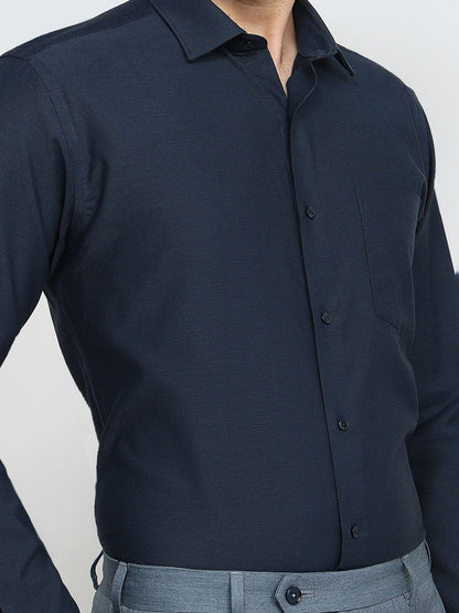 Park Avenue Men Blue Structure Slim Fit Cotton Full Sleeve Formal Shirt