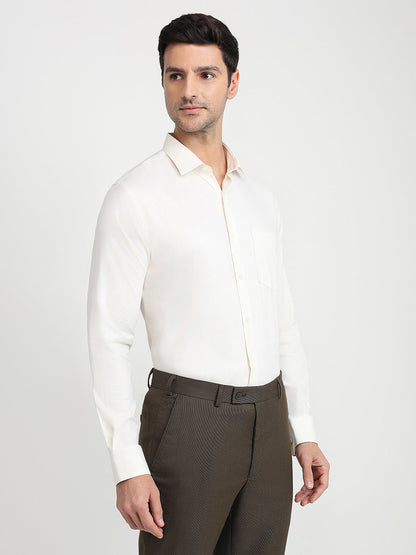 Park Avenue Men Yellow Structure Slim Fit Cotton Full Sleeve Formal Shirt