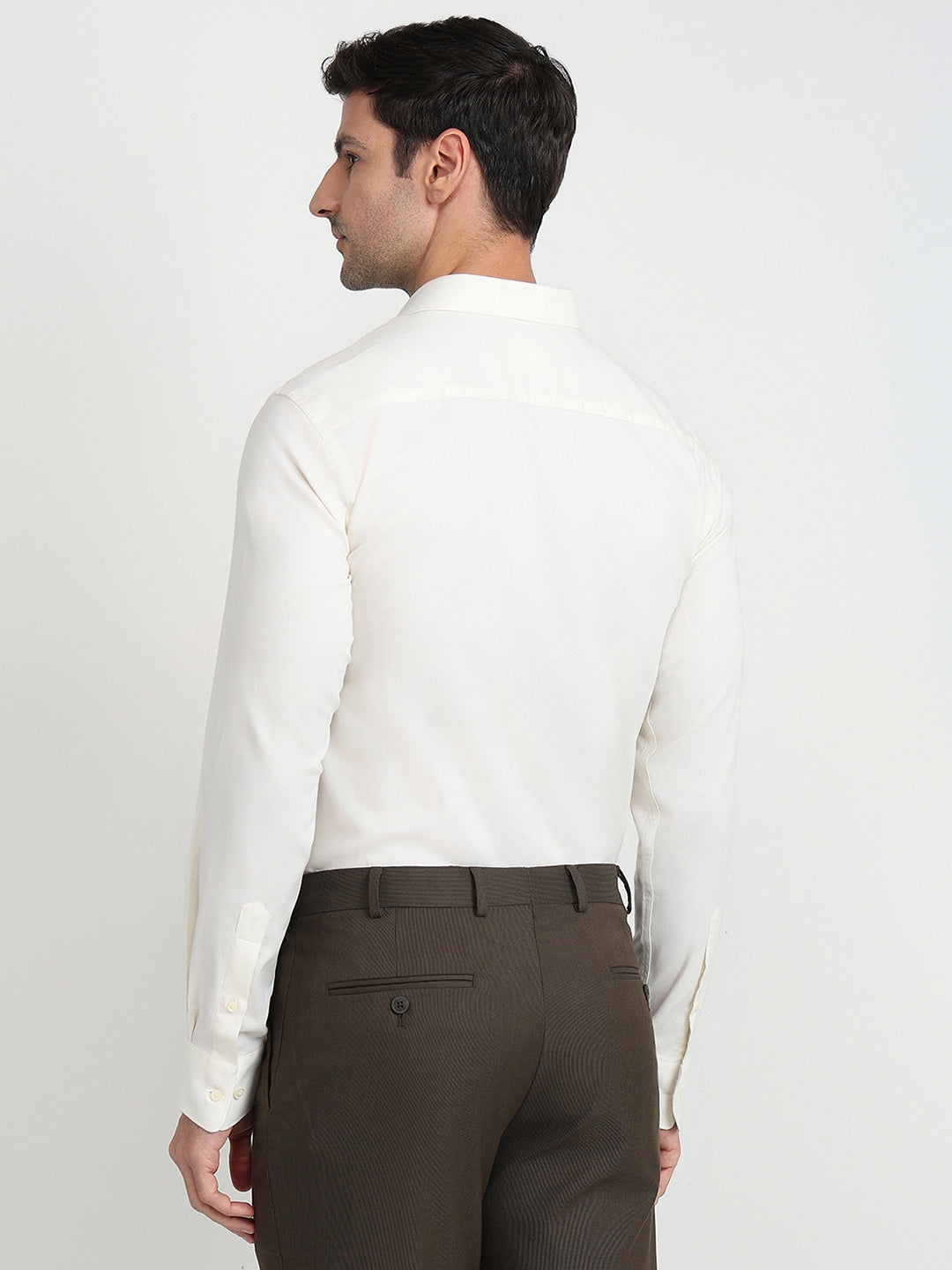 Park Avenue Men Yellow Structure Slim Fit Cotton Full Sleeve Formal Shirt