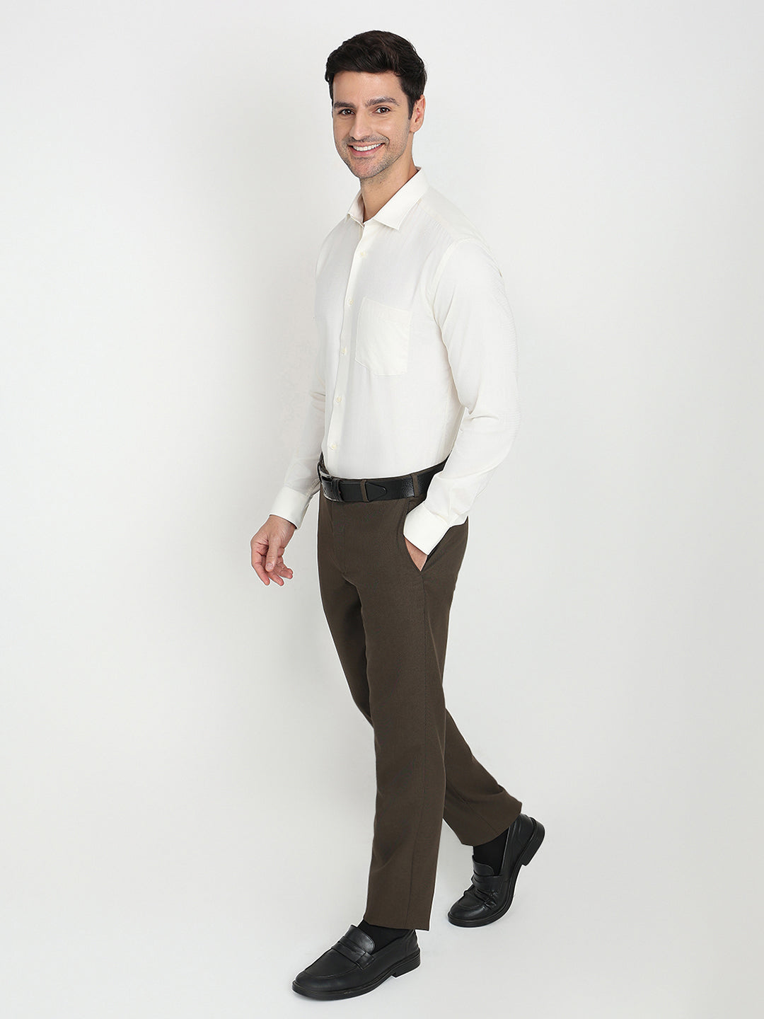 Park Avenue Men Yellow Structure Slim Fit Cotton Full Sleeve Formal Shirt