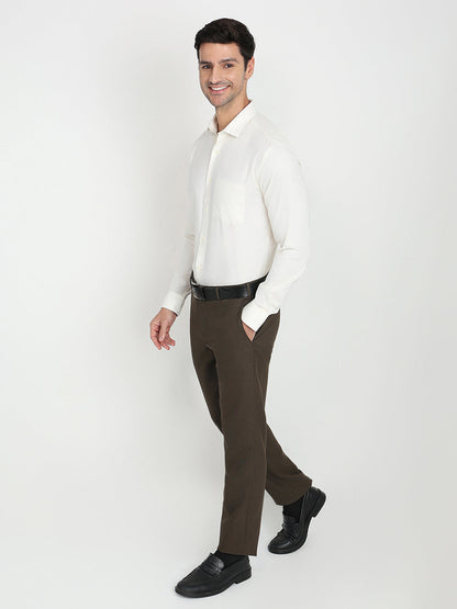 Park Avenue Men Yellow Structure Slim Fit Cotton Full Sleeve Formal Shirt