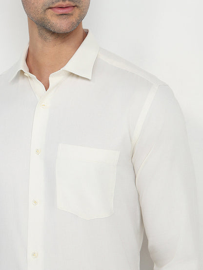 Park Avenue Men Yellow Structure Slim Fit Cotton Full Sleeve Formal Shirt