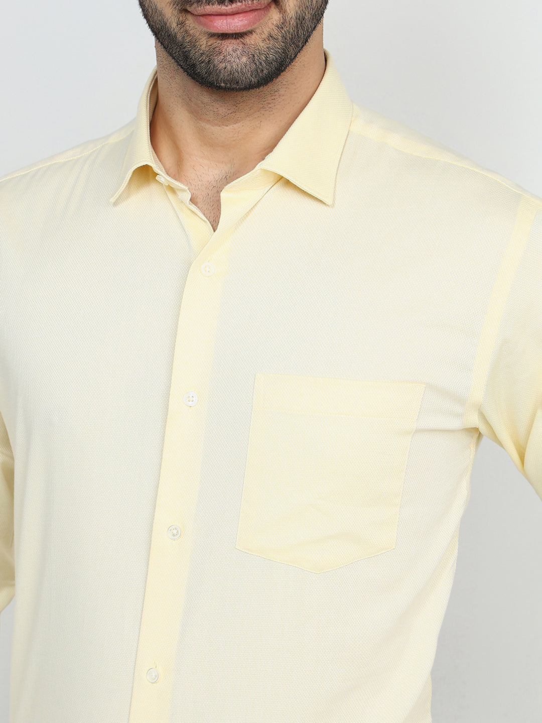 Park Avenue Men Yellow Structure Slim Fit Cotton Full Sleeve Formal Shirt