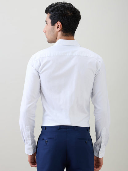 Park Avenue Men White Stripe Slim Fit Cotton Full Sleeve Formal Shirt