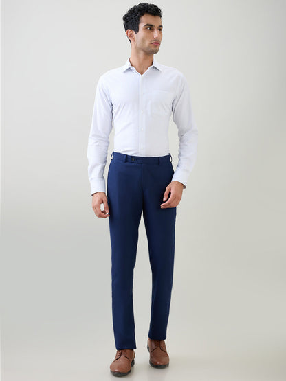 Park Avenue Men White Stripe Slim Fit Cotton Full Sleeve Formal Shirt