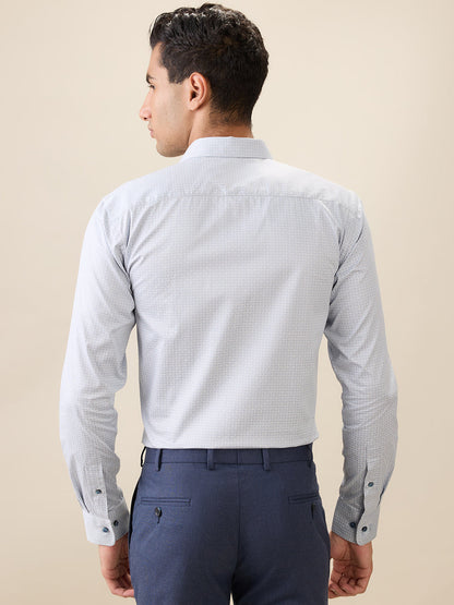 Park Avenue Men Grey Printed Slim Fit Cotton Full Sleeve Formal Shirt