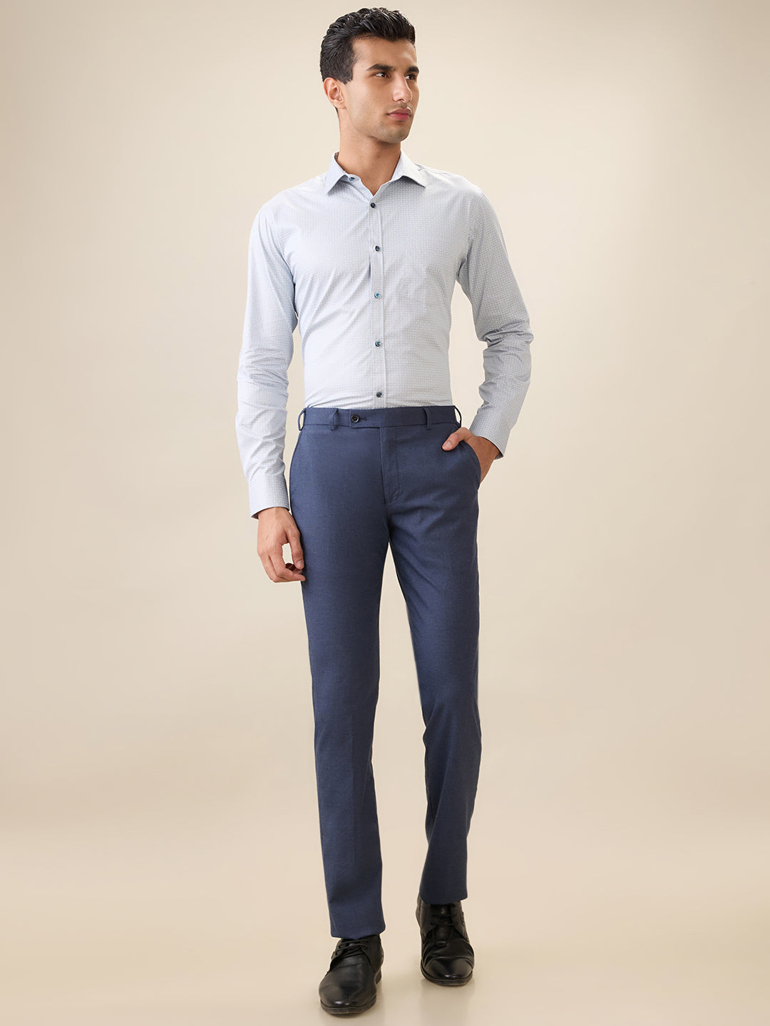 Park Avenue Men Grey Printed Slim Fit Cotton Full Sleeve Formal Shirt