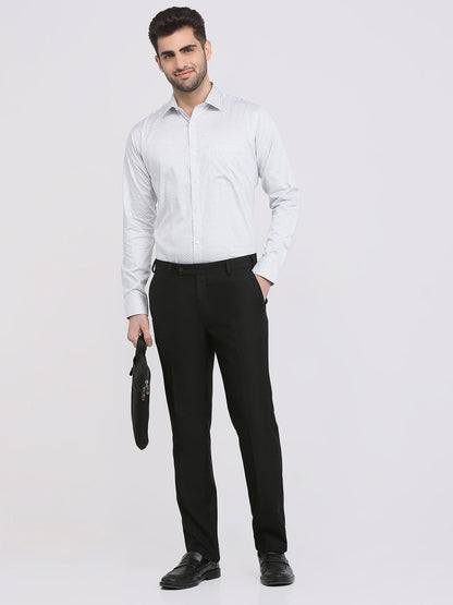 Park Avenue Men White Printed Slim Fit Cotton Formal Shirt