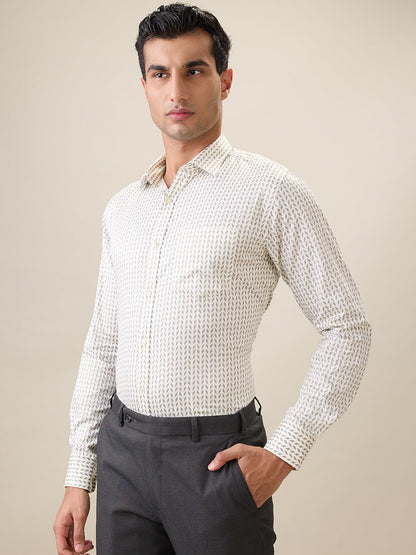 Park Avenue Men Brown Printed Slim Fit Cotton Full Sleeve Formal Shirt