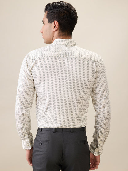 Park Avenue Men Brown Printed Slim Fit Cotton Full Sleeve Formal Shirt