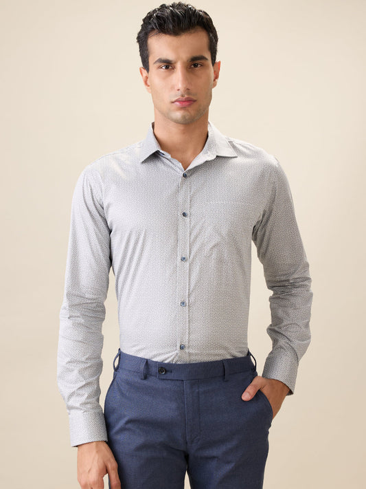 Park Avenue Men Green Printed Slim Fit Cotton Full Sleeve Formal Shirt