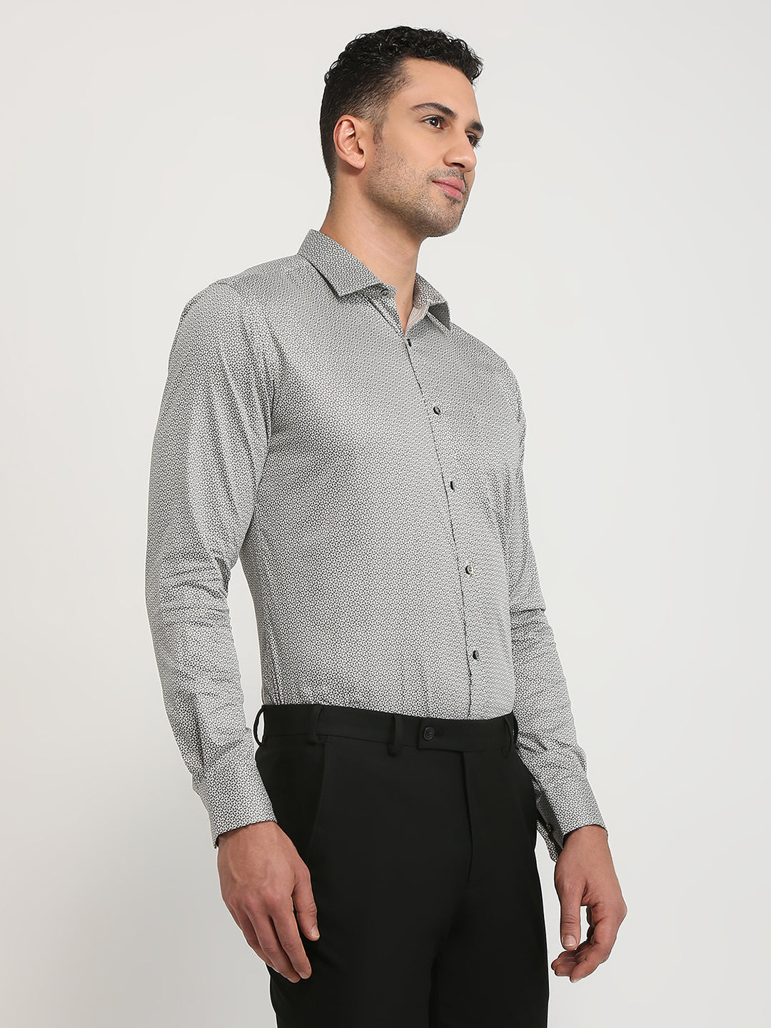 Park Avenue Men Brown Printed Slim Fit Cotton Formal Shirt