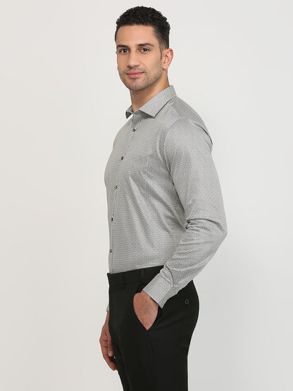 Park Avenue Men Brown Printed Slim Fit Cotton Formal Shirt