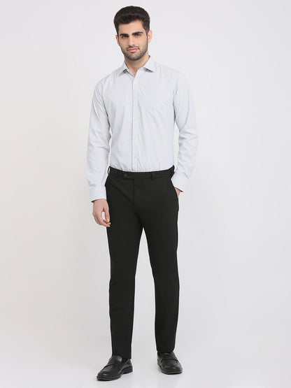 Park Avenue Men Grey Checks Slim Fit Cotton Blend Formal Shirt